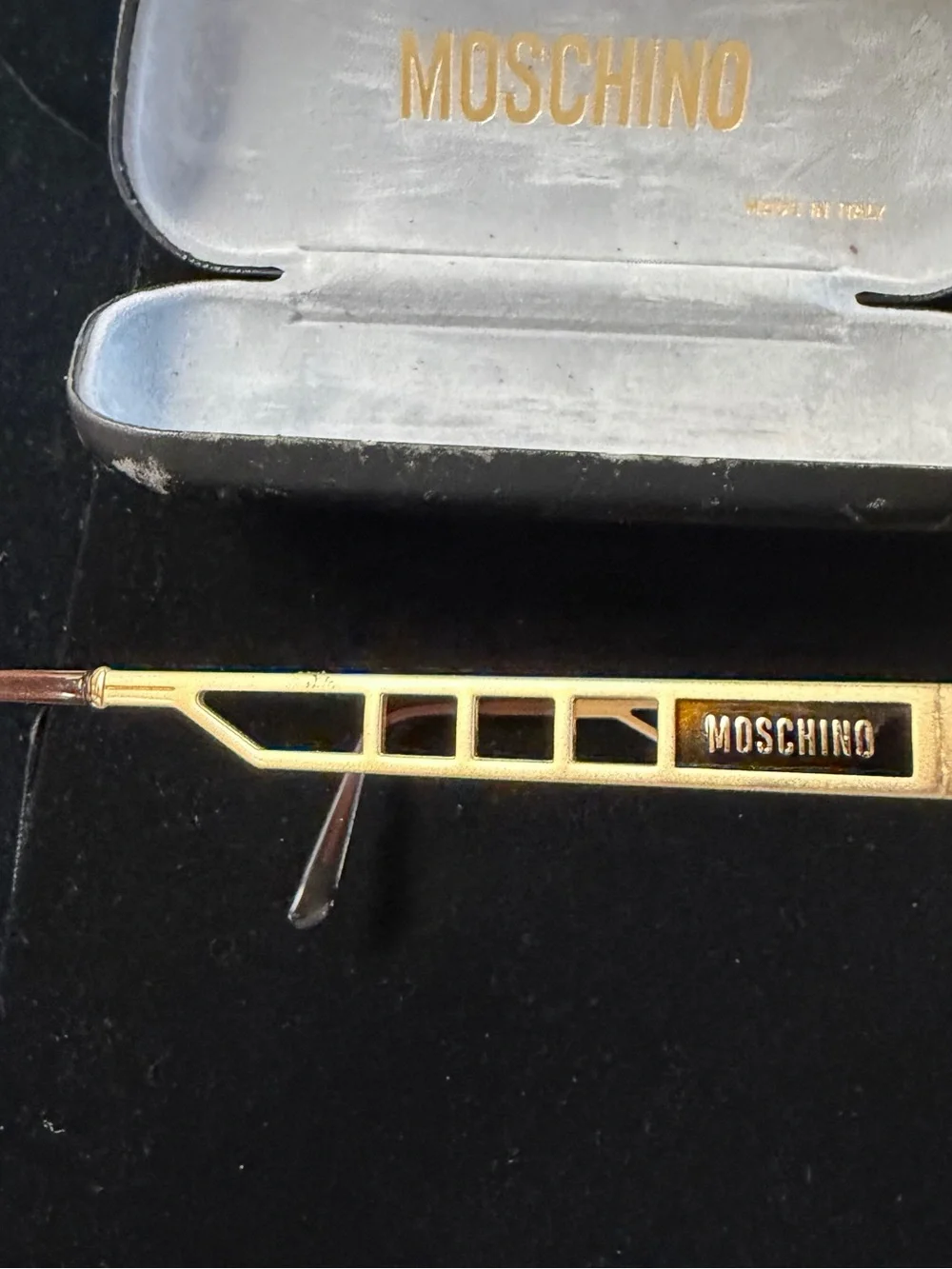 Moschino Gold Frame Brown Lens Oval Men's Sunglasses